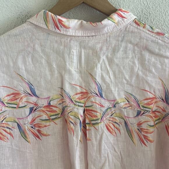 Rails Floral High Low Top Tropical Printed Front Button Linen Blend Blouse Small - Picture 6 of 6